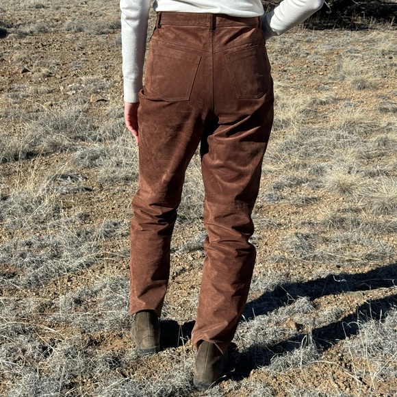 Size 10 Bushwhacker Vintage Brown Leather Straight Leg Pants - Picture 4 of 17